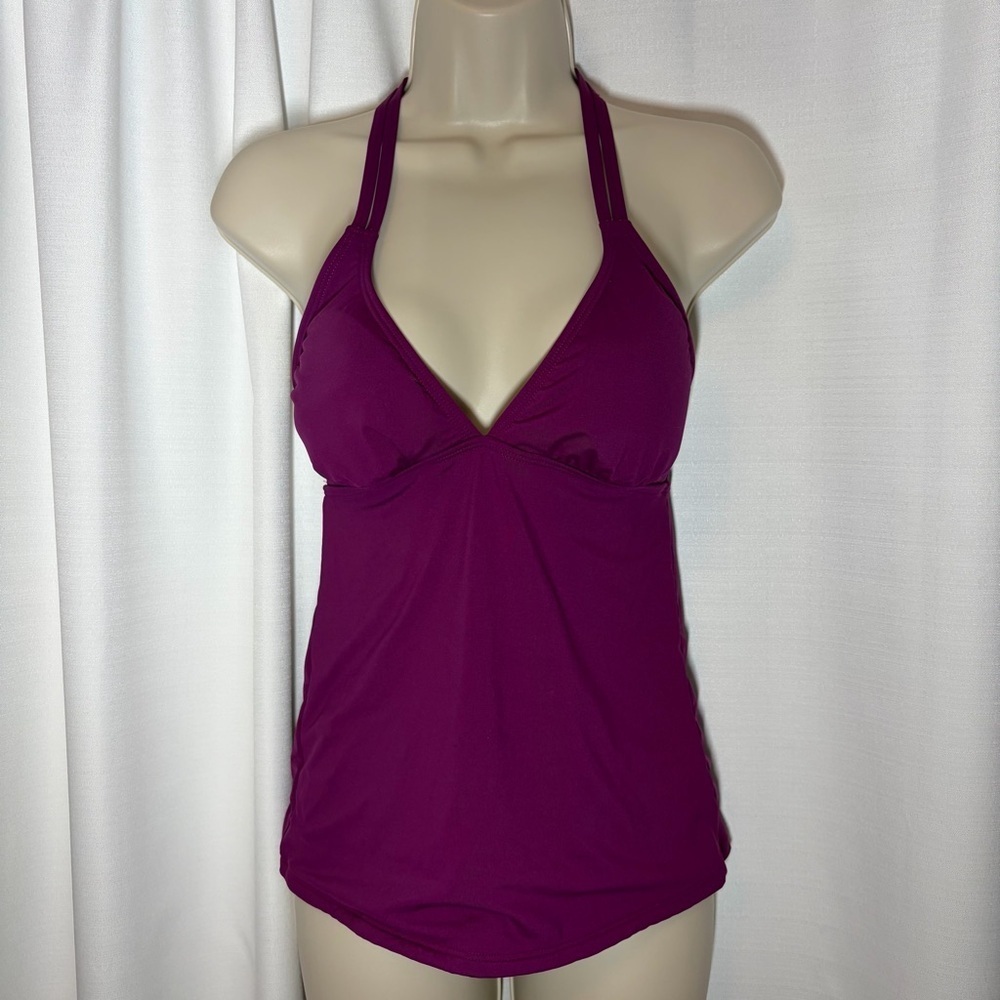 Athleta Tankini Swim Top Plum Purple Swim Adjustable Strappy S Athletic Beach
